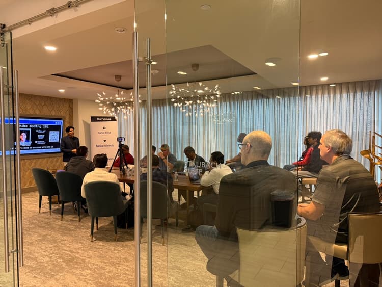 Ramesh Nuti teaching a room of founders